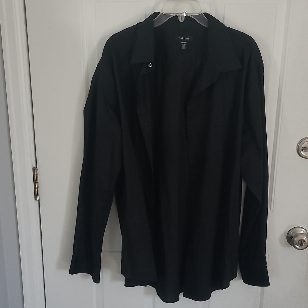 VanHeusen Size XXL 18-18 1/2 Black Button-Up Shirt